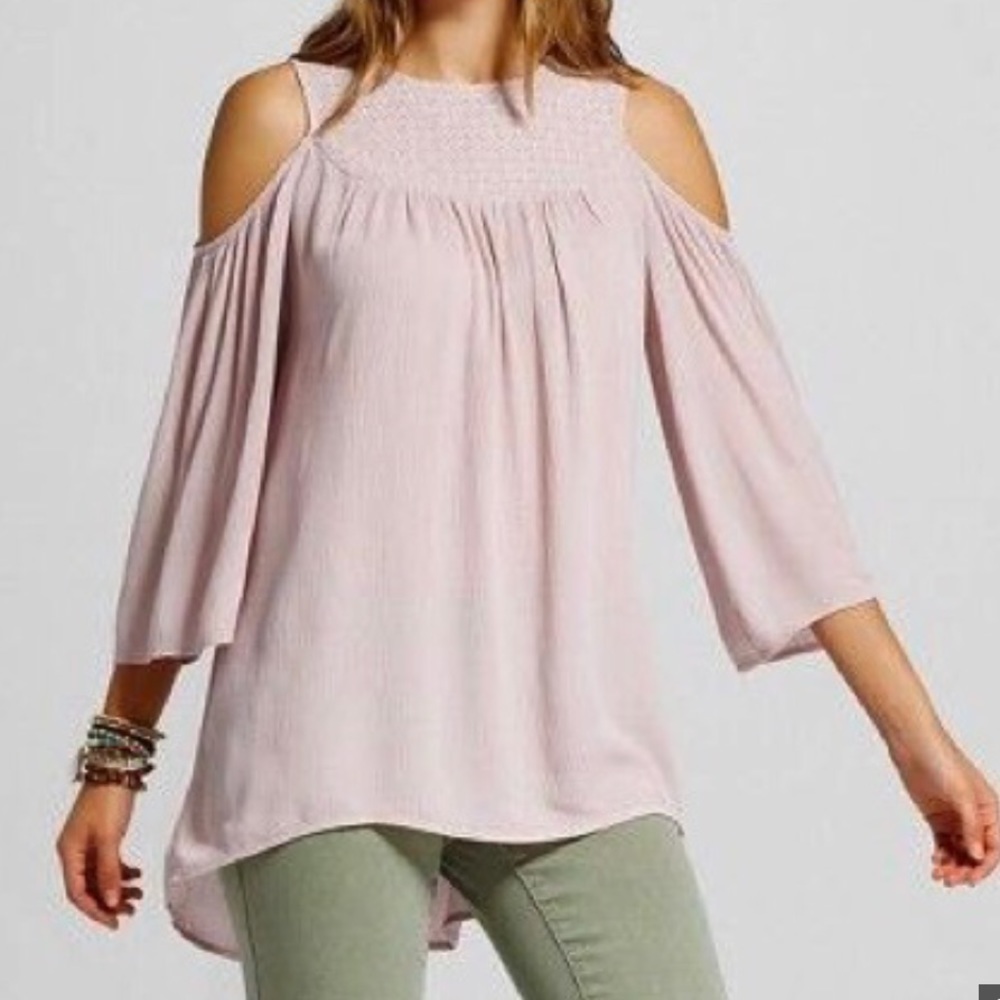 Knox Rose Flowy Hi-low Cold-shoulders Tunic Top M